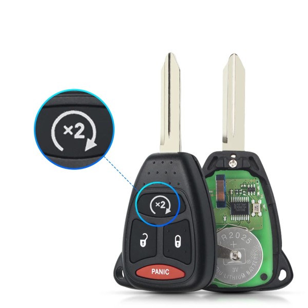 2007-2011 Chrysler Dodge Jeep / 4-Button Remote Head Key / KOBDT04A (AFTERMARKET)